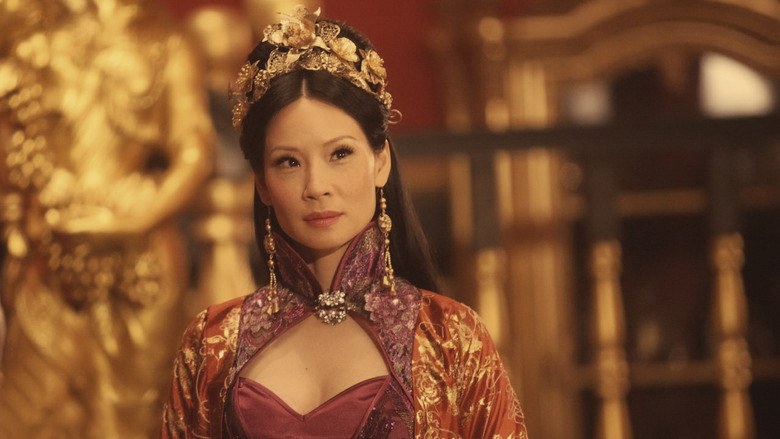 Lucy Liu as Madam Blossom inside the Pink Blossom brothel
